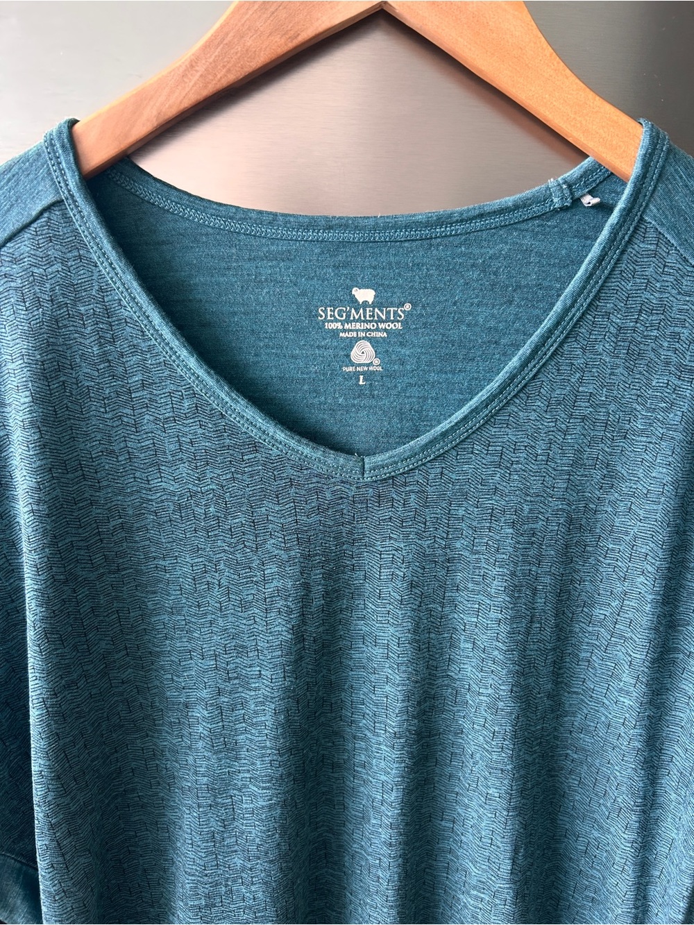 Segments 100% Merino Wool Teal Long Sleeve Top Large - Picture 4 of 5